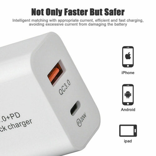 (Bundle)20W USB C Wall Charger Dual Port PD + QC3.0 Fast Charging 3 Pack!!!!